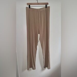 Skims Loose Wide Leg Tan Ribbed Lounge Pants Women’s Size XL Spandex Blend